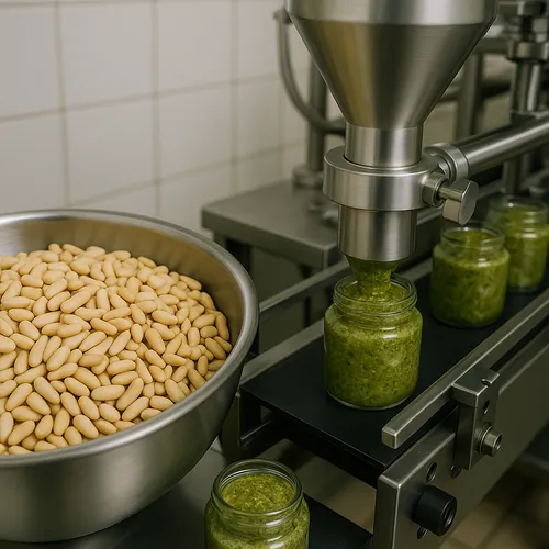 Pesto production line using pine nuts